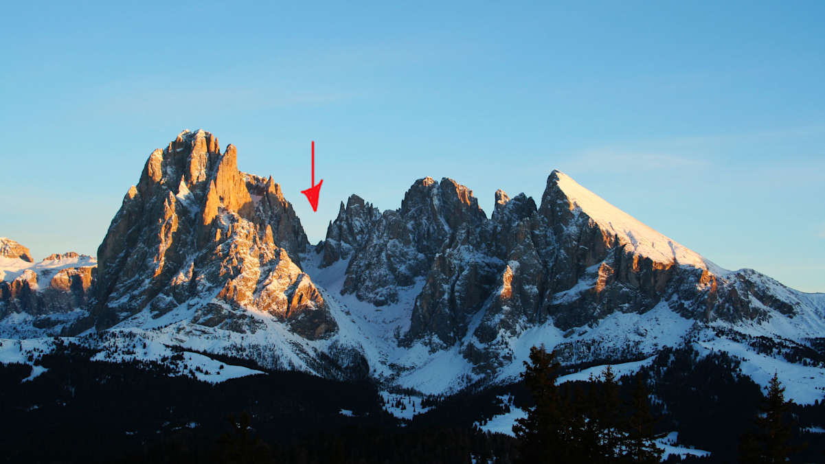 Langkofelscharte zwischen Langkofel und Fünffingerspitze in den Dolomiten