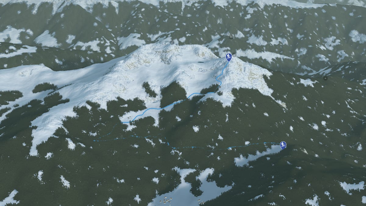 3D-Kartenausschnitt der Skitour auf den Kleinen Laugen in Südtirol