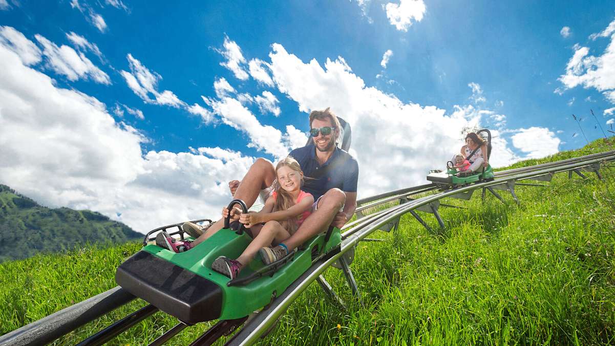 Mit dem Maisi Flitzer geht es rasant ins Tal.