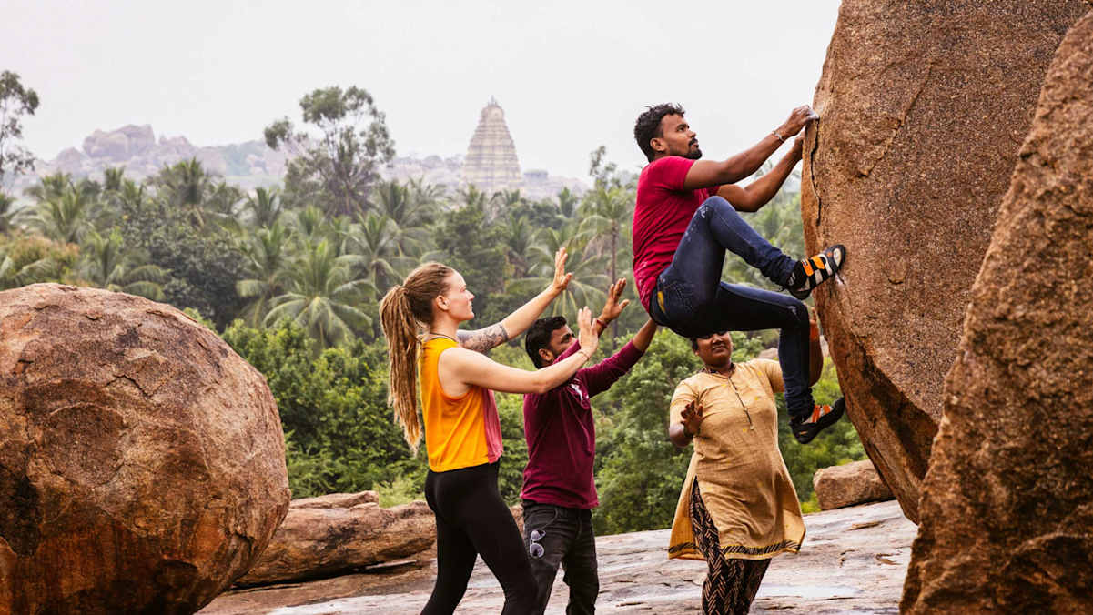 Bouldern in Hampi Indien