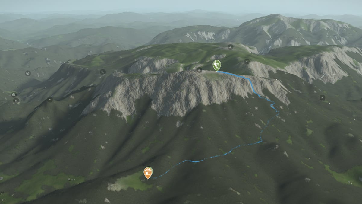 3D-Kartenausschnitt des Reißtalersteigs auf die Rax