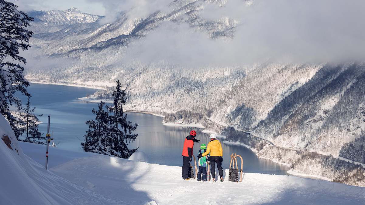Familie, Rodeln, Aussicht, Achensee