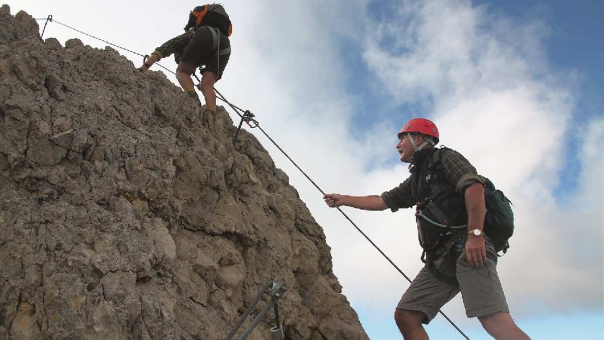 Im Rotwandklettersteig in den Dolomiten