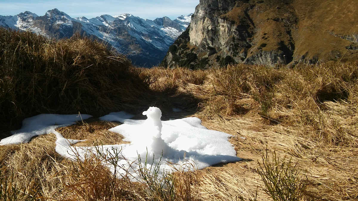 Für einen Schneemann reicht der Schnee.