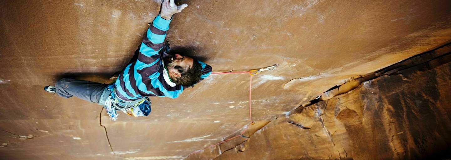 Kletterer Patrick Kingsbury in Utah, Indian Creek