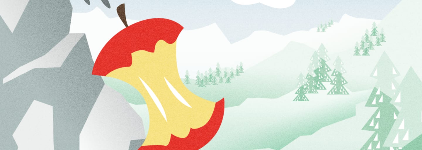 Apfel Berg wegwerfen