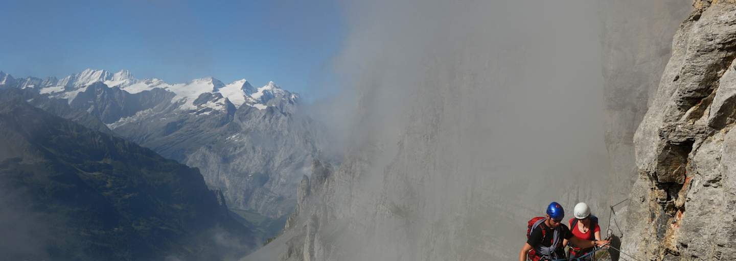 Unterwegs auf dem ersten Klettersteig der Schweiz im Berner Oberland