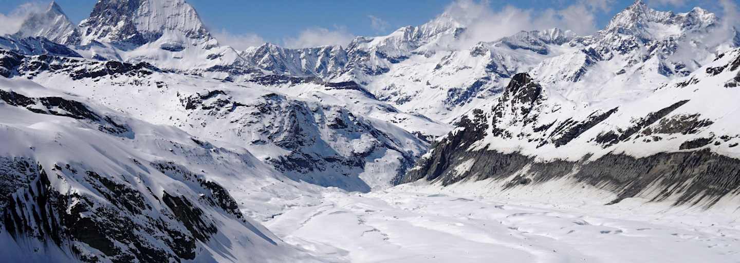 Monte Rosa Runde: Über den Gornergletscher führt die Abfahrt zurück nach Zermatt 