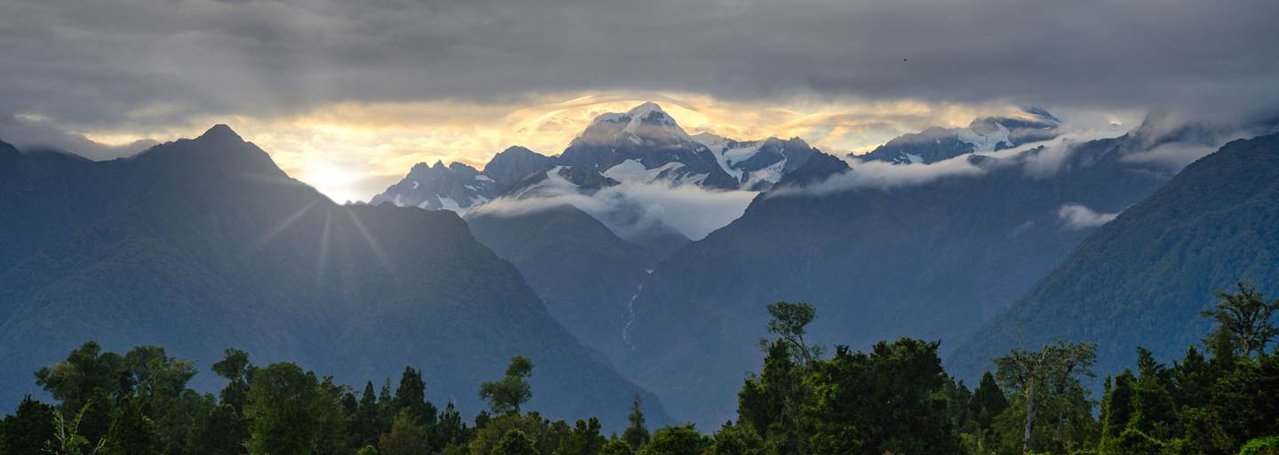 Lake Matheson – Blick auf die Gletscher