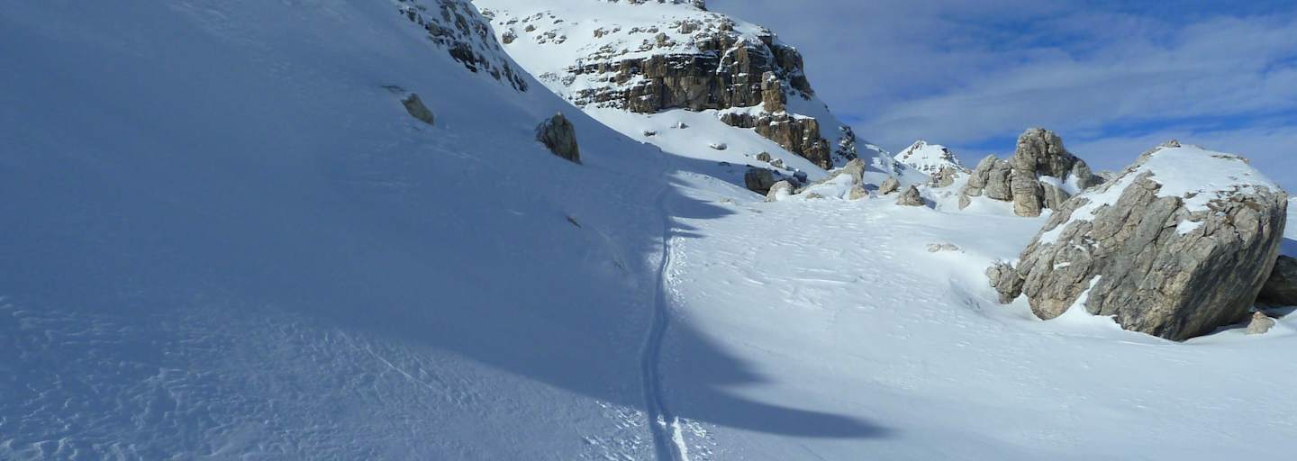 Skitour: Auf dem Weg zur Östlichen Puezspitze in den Dolomiten