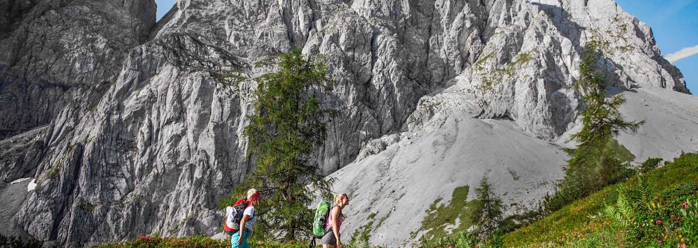Zwei Bergsteiger am Weg zum Gipfel.