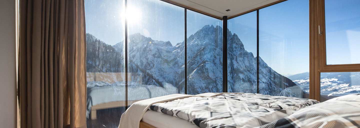Bergwelten Hütten besondere Zimmer Dolomitenhütte