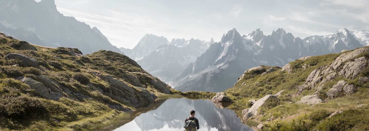 Wanderer vor dem Lac Blanc