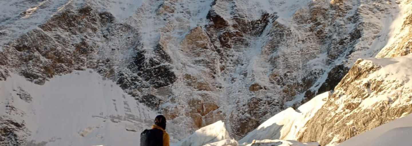 Bergsteiger vor der Königsspitze Nordwand