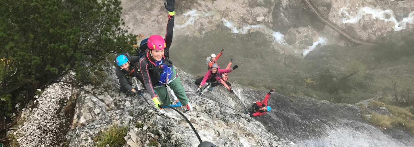 Spektakuläre Momente am Rosina-Kletterseig in der Silberkarklamm