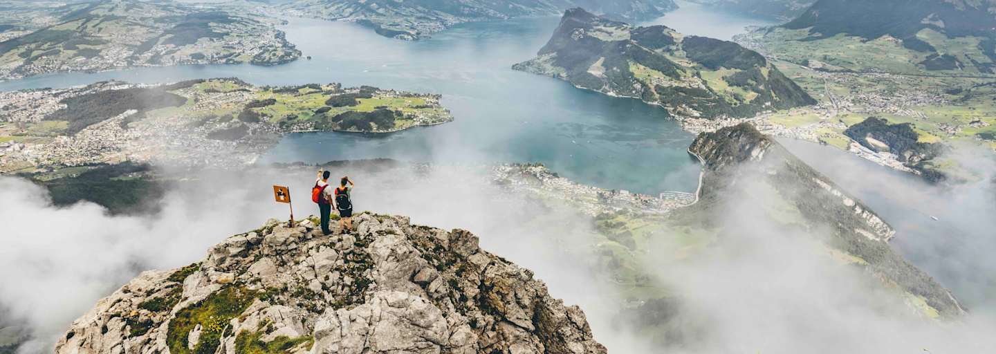 Aussicht von der Rosegg am Pilatus auf den Vierwaldstättersee
