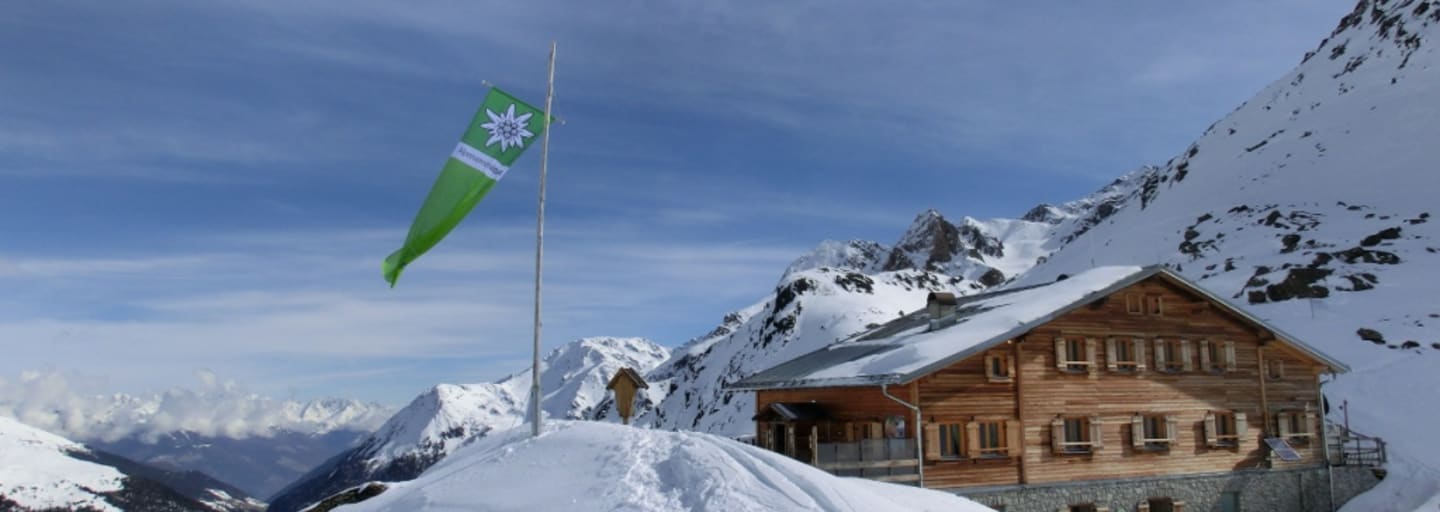 Die Marteller Hütte (2.585 m) in Südtirol