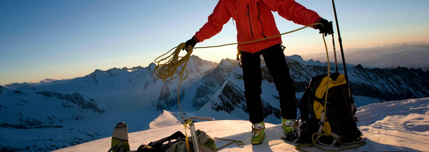 Skihochtour: Wintersportler am Aletschhorn in den Berner Alpen