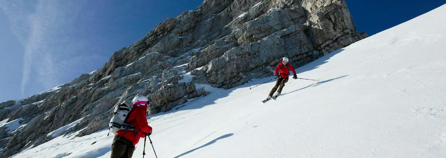 Firnabfahrt von der Alpspitze im Wettersteingebirge
