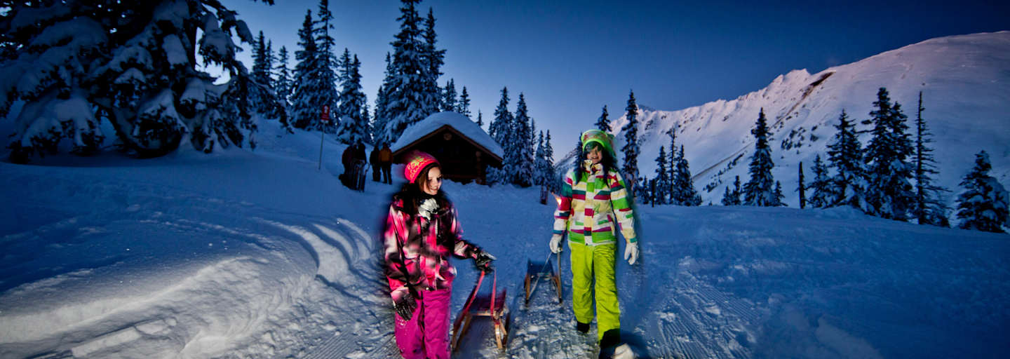 Nachtrodeln im Naturskigebiet Planneralm in der Steiermark