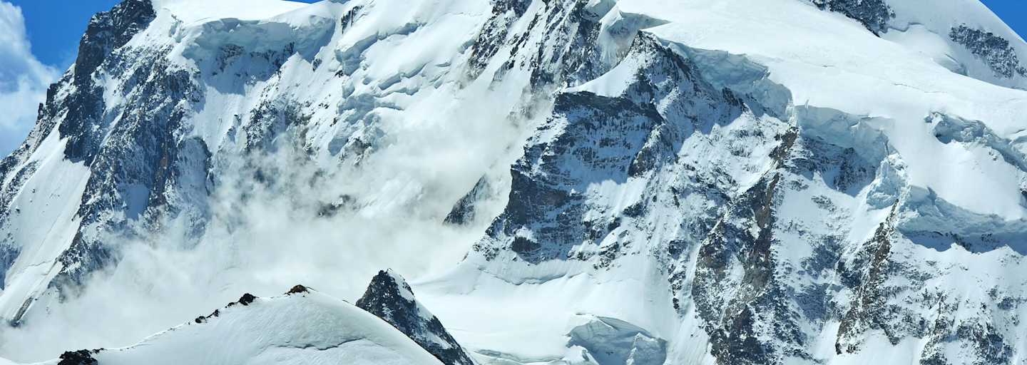 Das Monte Rosa-Massiv: Ganz links im Bild die Signalkuppe mit der Margheritahütte