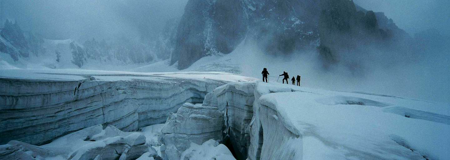 Im Spaltengewirr des Glacier du Géant am Mont Blanc