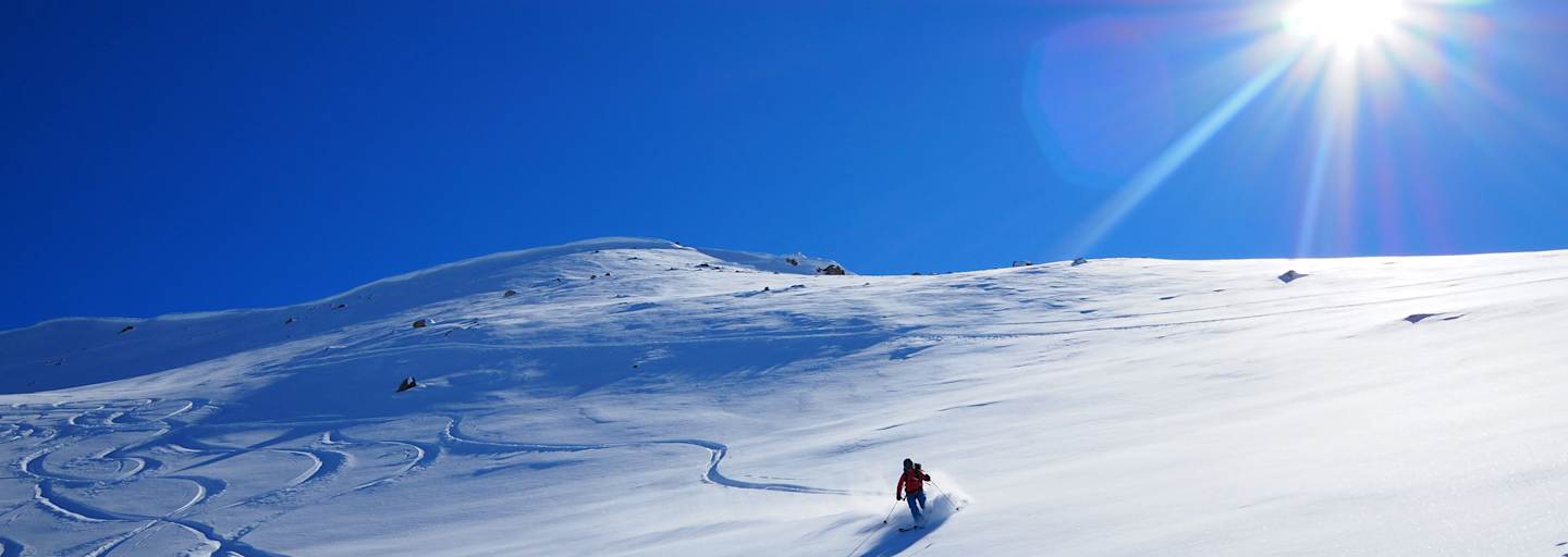 Freeriden im Val Müstair in der Schweiz