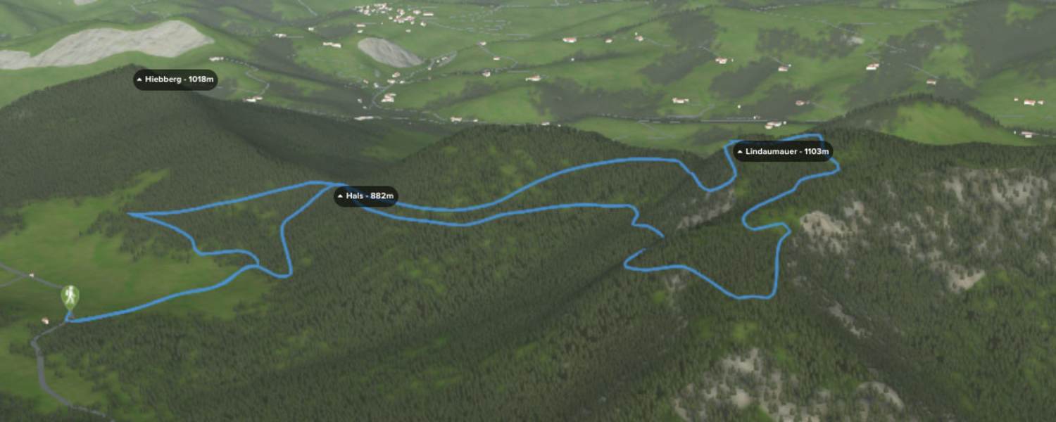 Bergwelten: 3D-Kartenausschnitt der Wanderung auf die Lindaumauer