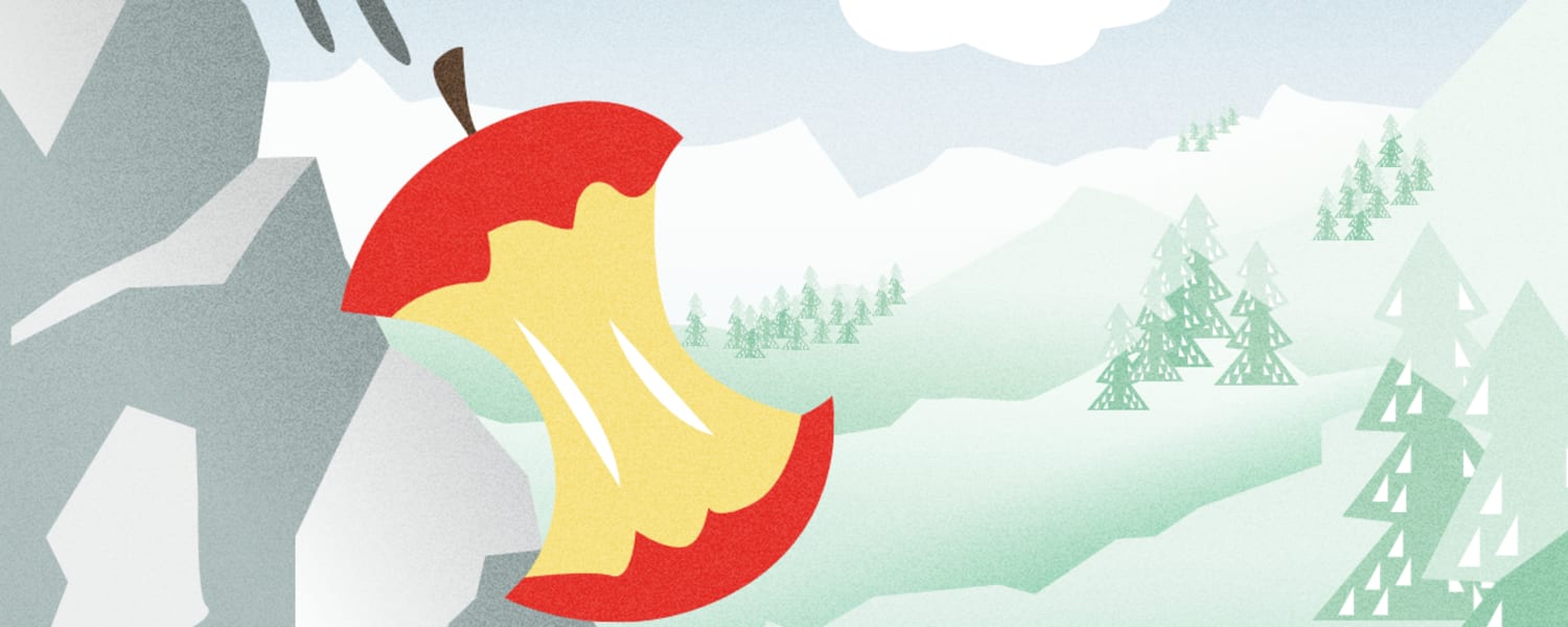 Apfel Berg wegwerfen