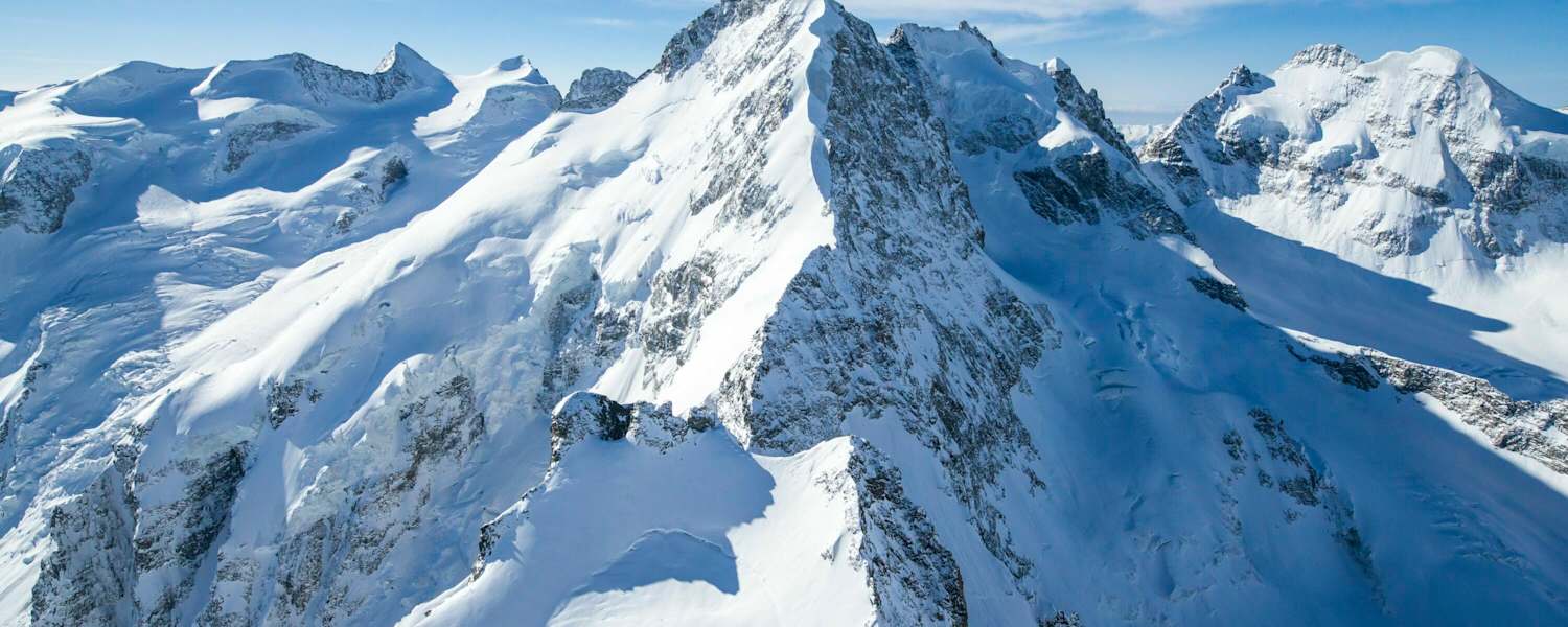 Biancograt auf den Piz Bernina vom Flugzeug aus fotografiert