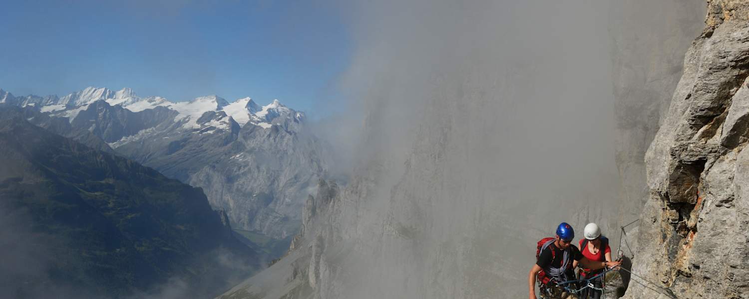 Unterwegs auf dem ersten Klettersteig der Schweiz im Berner Oberland