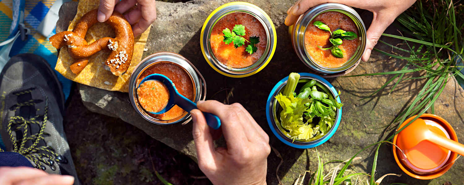 Ideal für den gemeinsamen Wander-Ausflug: Gazpacho to go