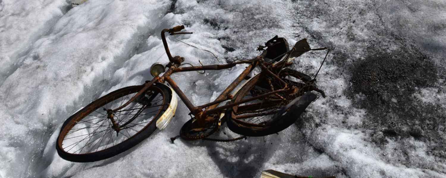 Das Gletscherrad an seinem Fundort in den Ötztaler Alpen