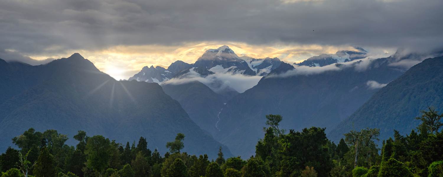 Lake Matheson – Blick auf die Gletscher