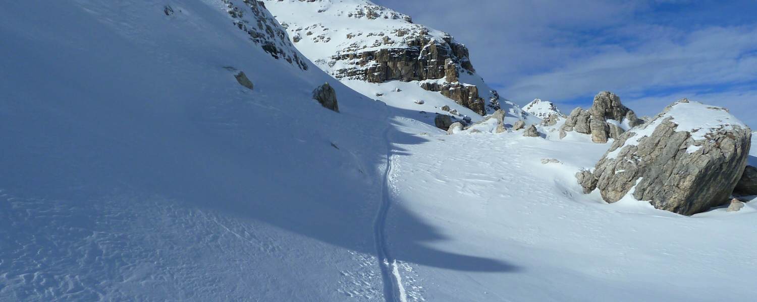 Skitour: Auf dem Weg zur Östlichen Puezspitze in den Dolomiten