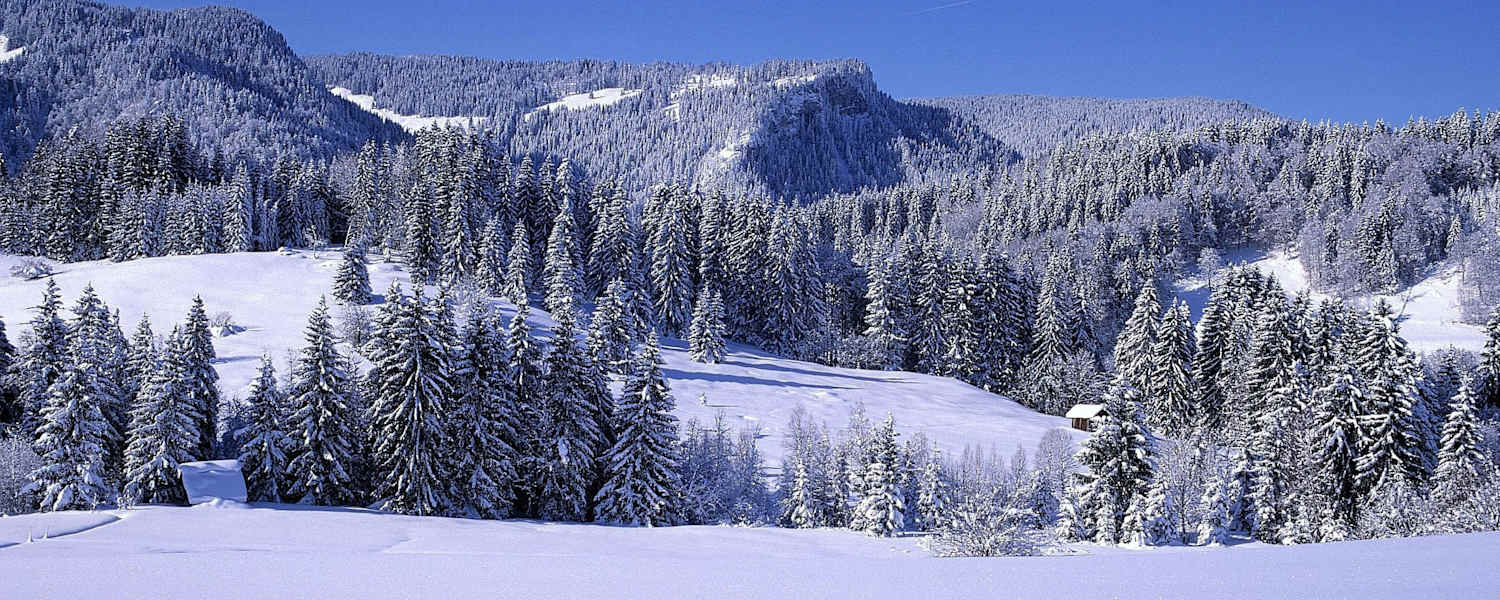 Hörnergruppe: Die verschneiten Allgäuer Vorberge in Bayern