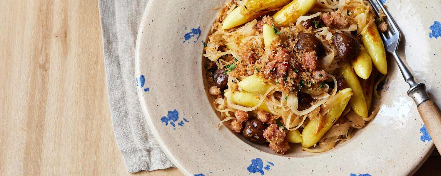 Schupfnudeln mit Kraut und Maroni