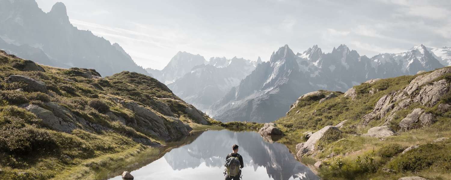 Wanderer vor dem Lac Blanc