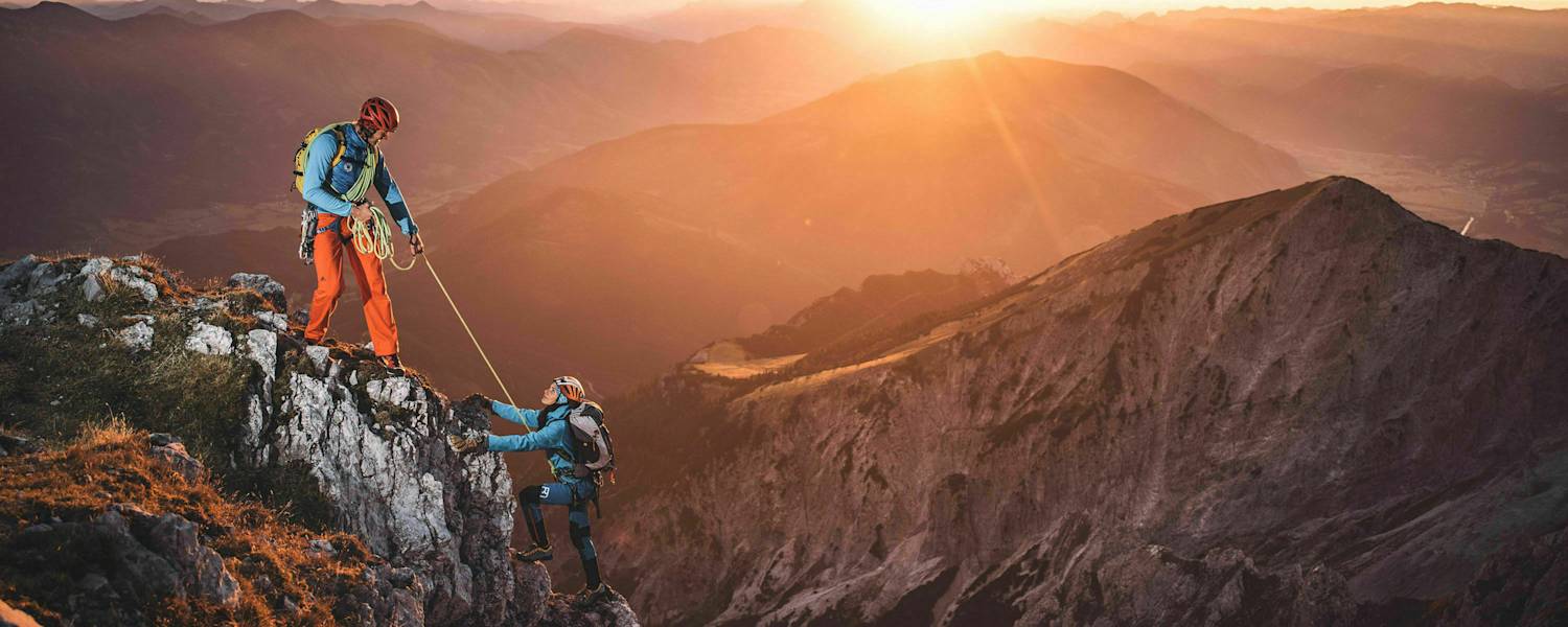 Kletterer am Admonter Kalbling im Gesäuse