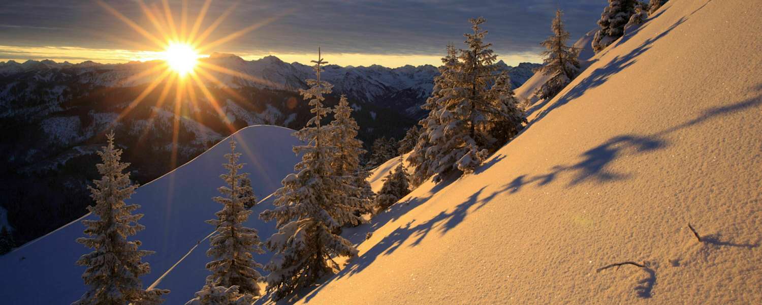 Winterlandschaft am Grünten in den Allgäuer Alpen in Bayern