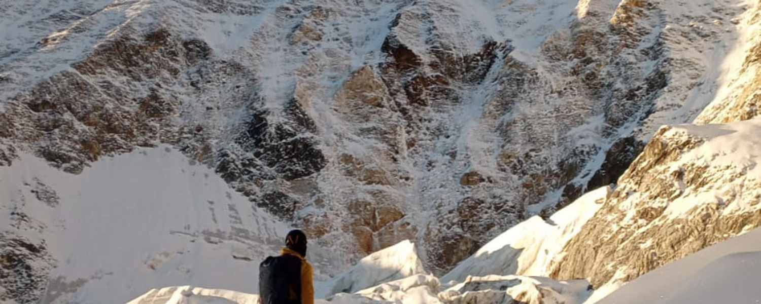 Bergsteiger vor der Königsspitze Nordwand