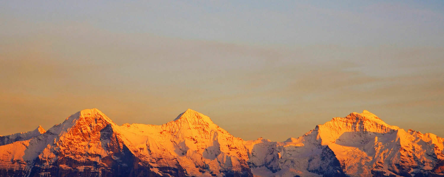 Dreiergruppe: Eiger, Mönch und Jungfrau in den Berner Alpen in der Schweiz