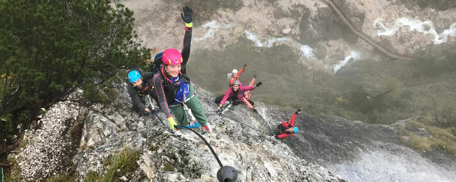 Spektakuläre Momente am Rosina-Kletterseig in der Silberkarklamm