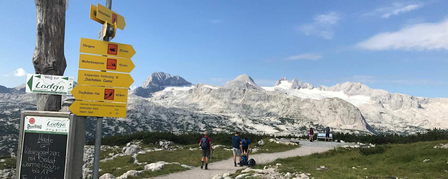 Am Krippenstein mit Blick auf den Dachsteingletscher.