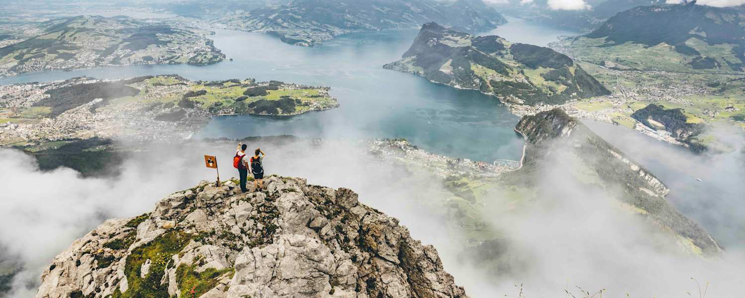 Aussicht von der Rosegg am Pilatus auf den Vierwaldstättersee