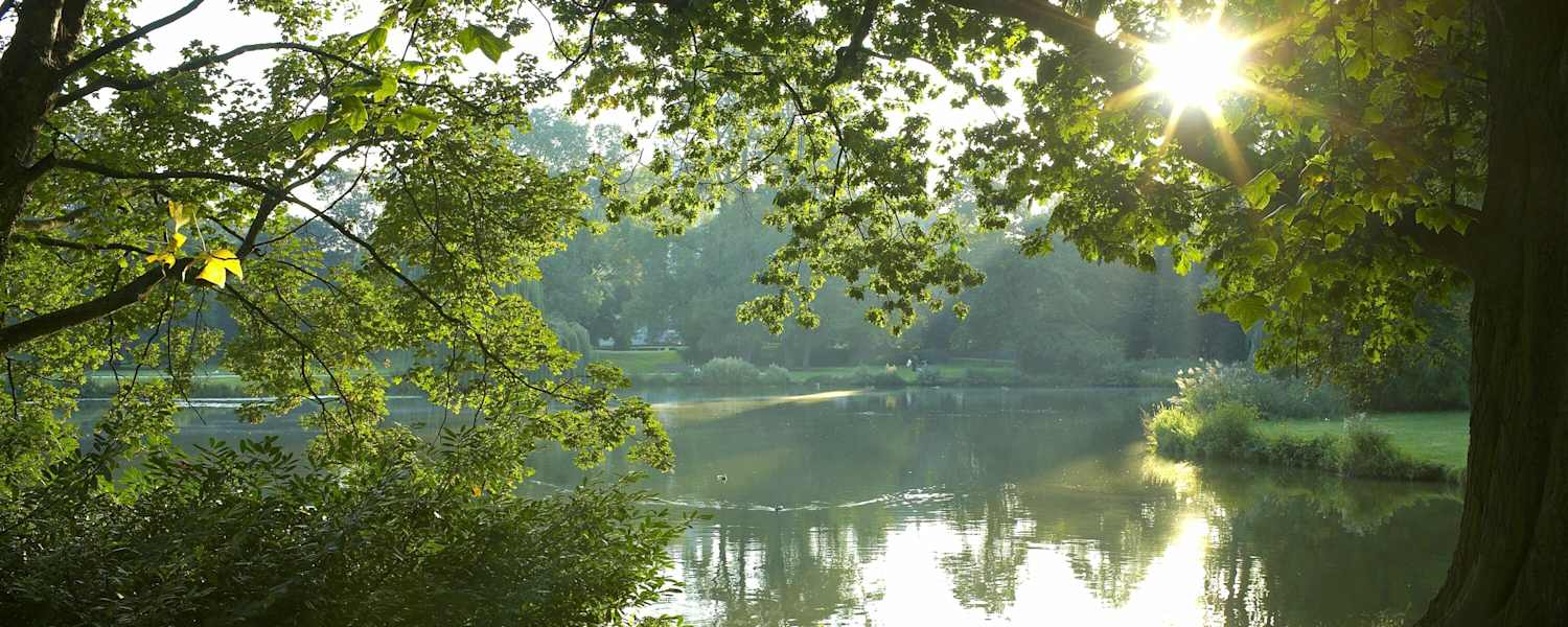 Morgensonne überm Maschteich im Maschpark in Hannover