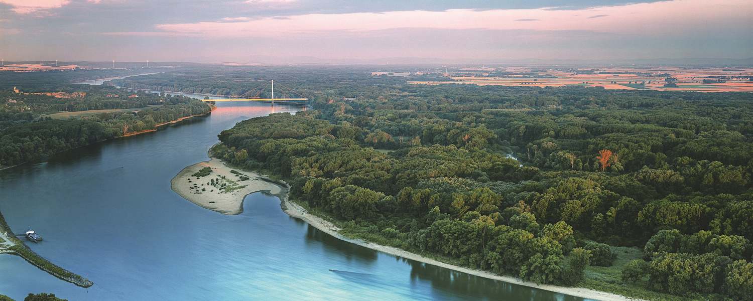 Flugaufnahme über dem Nationalpark Donau-Auen