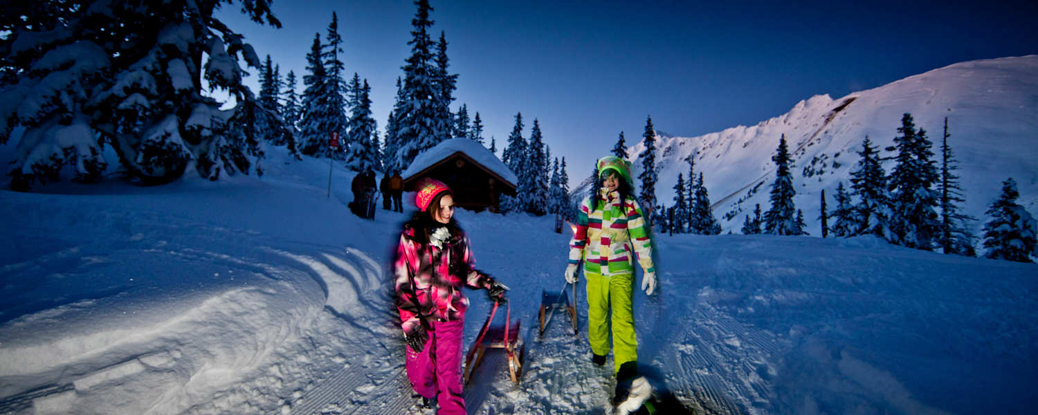 Nachtrodeln im Naturskigebiet Planneralm in der Steiermark