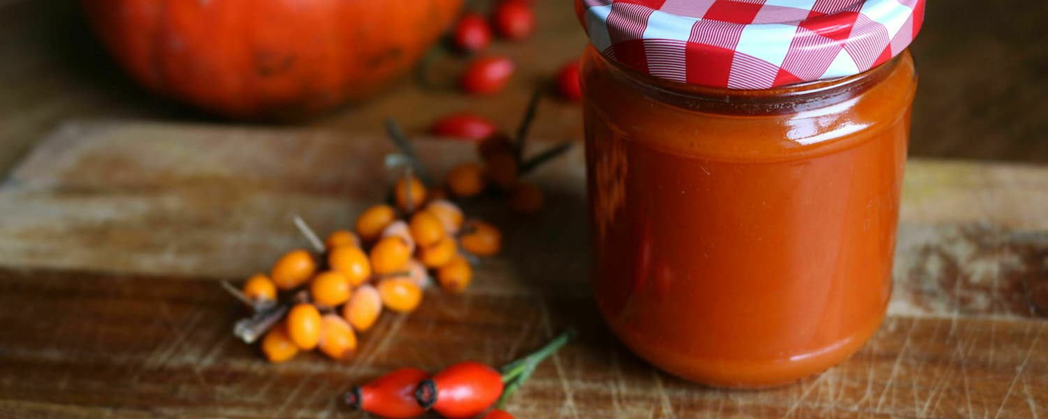 Superfood: Kürbis-Sanddorn-Hagebutte-Marmelade