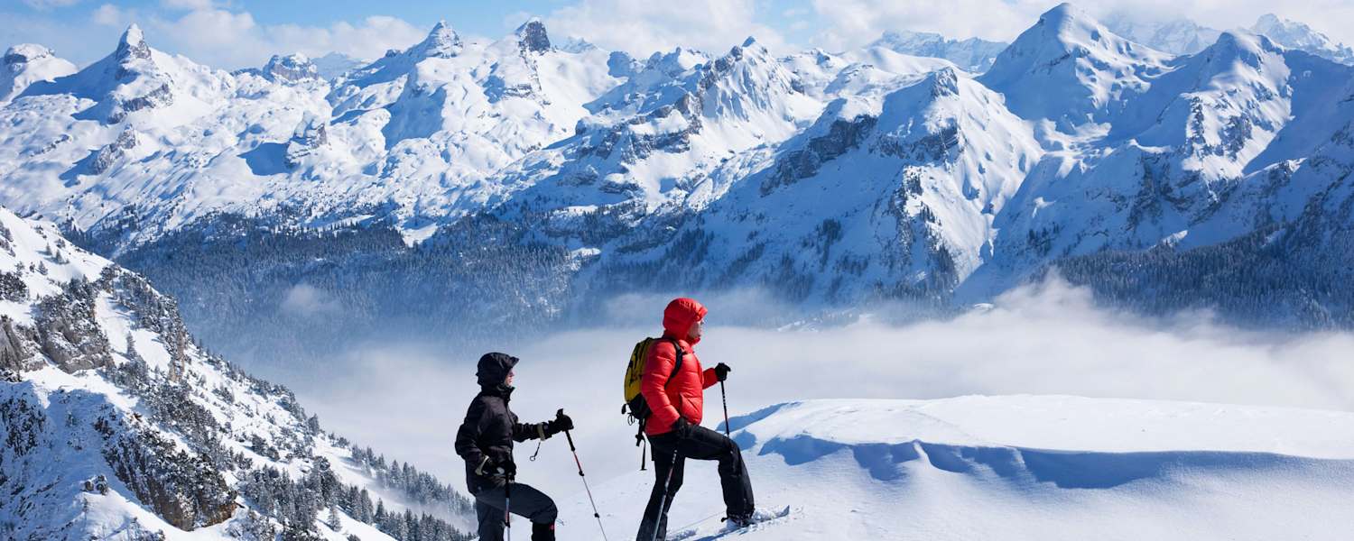 Schneeschuhwanderer in der Schweiz